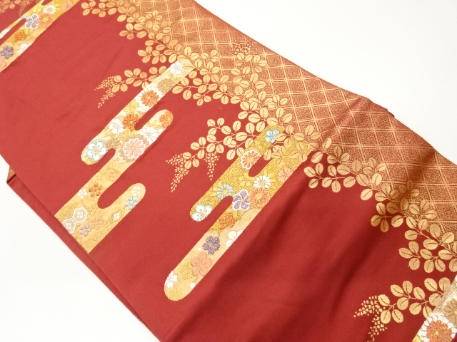 ヱ霞・花々に萩模様織出し名古屋帯